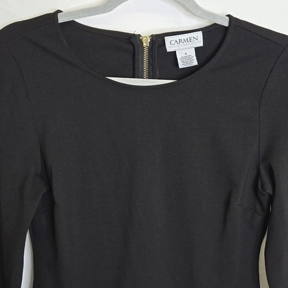Carmen Marc Valvo Peplum Long Sleeve Top, Office Wear Business, Black, Small - Picture 4 of 7